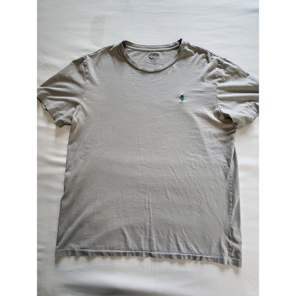 Polo Ralph Lauren Mens Gray Cotton Crewneck T-Shirt Large Teal Pony Logo L